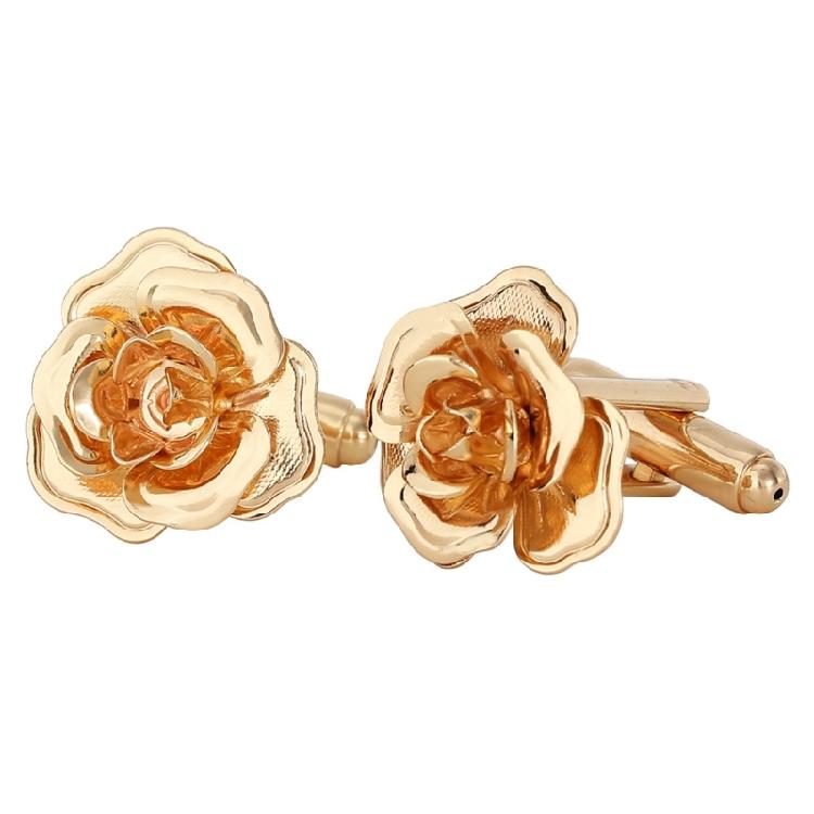 

Elegant Copper French Cufflinks Rose Deck Comfort Wear Excellent as Special Gift Present Rose Pattern Cufflinks