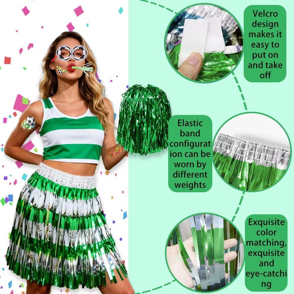 Fringe Skirt Football Match Fan Set Football Theme Cheerleading Gear Set  Game Day Match Party