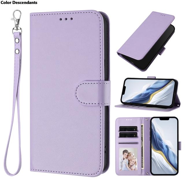 

Solid Color Wallet Leather Flip Case For Huawei Honor 400 Lite 300 Ultra 200 Smart 100 90 Pro Phone Back Cover Etui Honor 90 Smart 5G фіолетовий