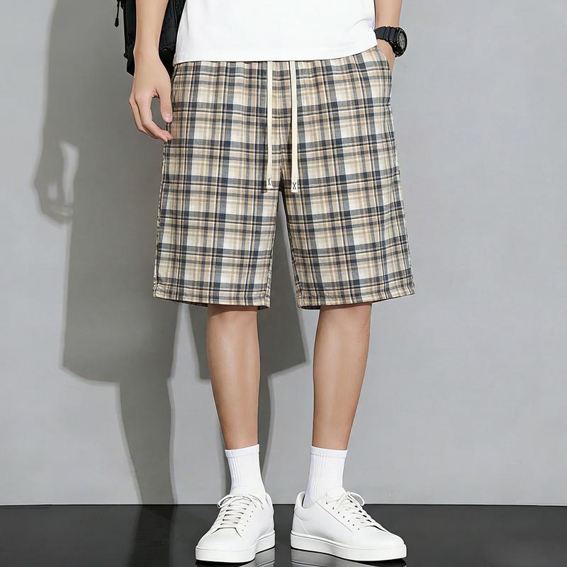Men's Plus Size Plaid Casual Shorts – Elastic Waist Drawstring Loose Fit Summer Shorts (5XL-11XL)