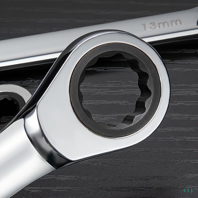 1pc 12-in-1 Heavy-Duty Chrome Vanadium Ratchet Wrench, Double-Headed, Reversible, Adjustable (8-10mm) for DIY & Industrial Use, Wrench