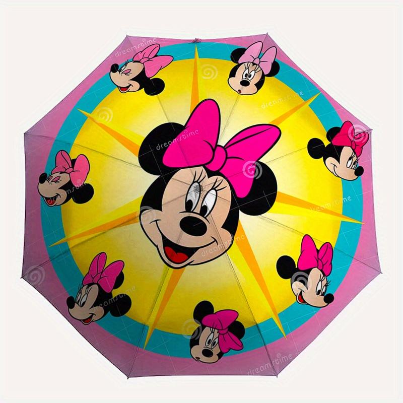 Minnie Mouse,Cartoon Themed Automatic Opening and Closing Folding Umbrella, Reinforced 8 Ribs, Compact Travel Design, Fashionable Folding Um