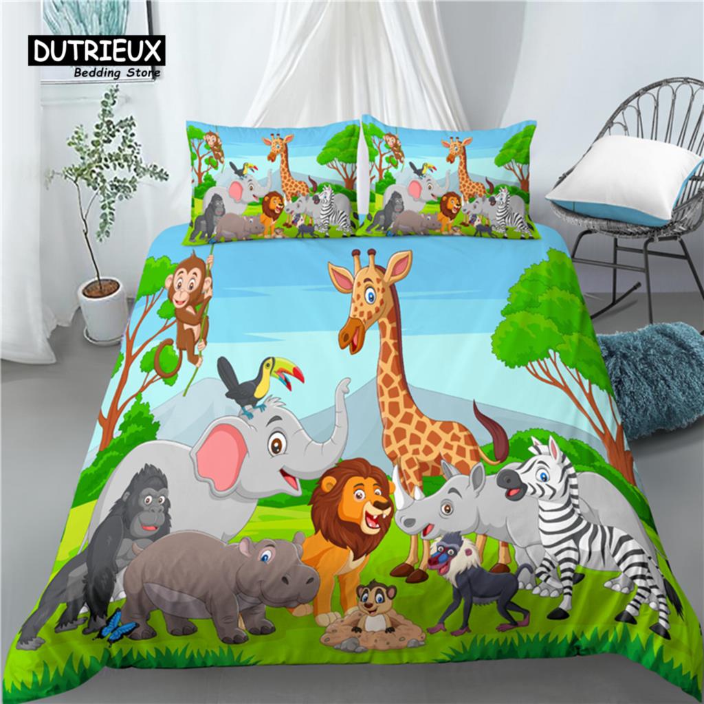 

Home Living Luxury 3D African Animal Print 2/3Pcs Comfortable Duvet Cover PillowCase Bedding Sets Queen and King AU/EU/US Size EU single(135x200cm)