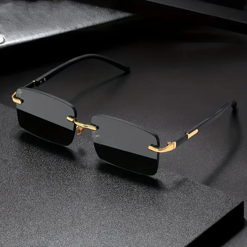 Rimless Sunglasses Rectangle Fashion Popular Women Men Shades Small Square Sun Glasses for Female Male Summer Traveling Oculos