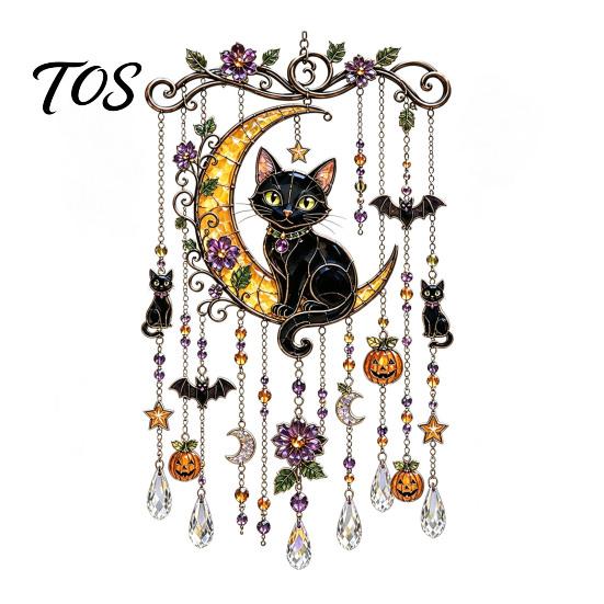 Handcrafted Spooky Home Accents Halloween Acrylic Wind Chime Pendant, Crystal Suncatcher Hanging Ornaments, Decorative Unique Seasonal Ornaments