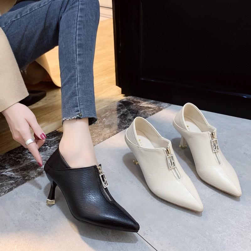 High heels thin heels autumn and winter new pointed single boots lightweight fashion short boots Martin boots bare boots