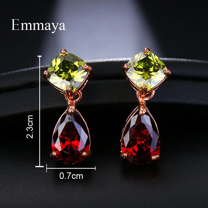 Colorful Cubic Zirconia Long Drop Earrings, Luxury Geometric Crystal Earrings, Elegant Evening Party Jewelry Gift