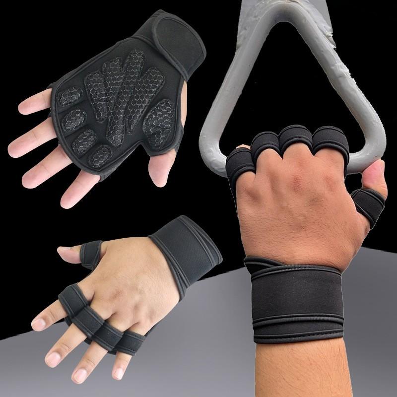 Men s Half-Finger Gloves for Gym Power Lifting M чёрный
