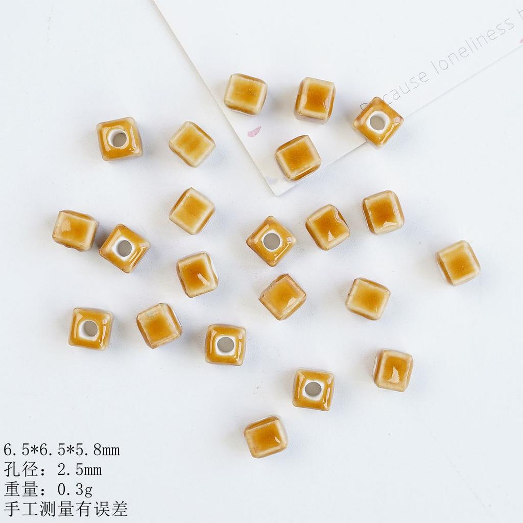 Small square loose beads handmade DIY bead material ceramic necklace bracelet beaded accessories