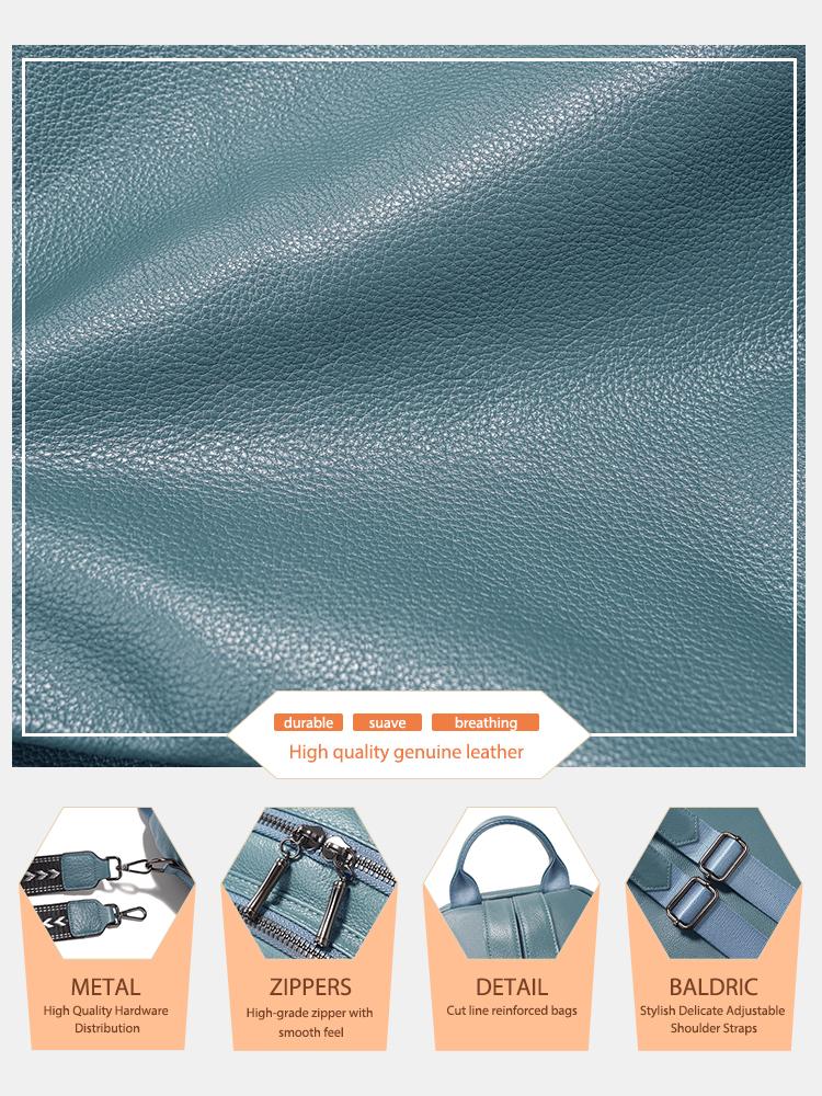 Zency 2025 Genuine Leather Backpack Multi-pocket Design Travel Convertible Shoulder Bag