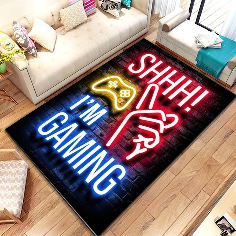 

Игровая консоль, символы, карты, игровой коврик, подростковый Kawaii, гостиная, спальня, ковер в стиле аниме, детский эстетический декор для комнаты, пушистый коврик 60x90(23x35in)