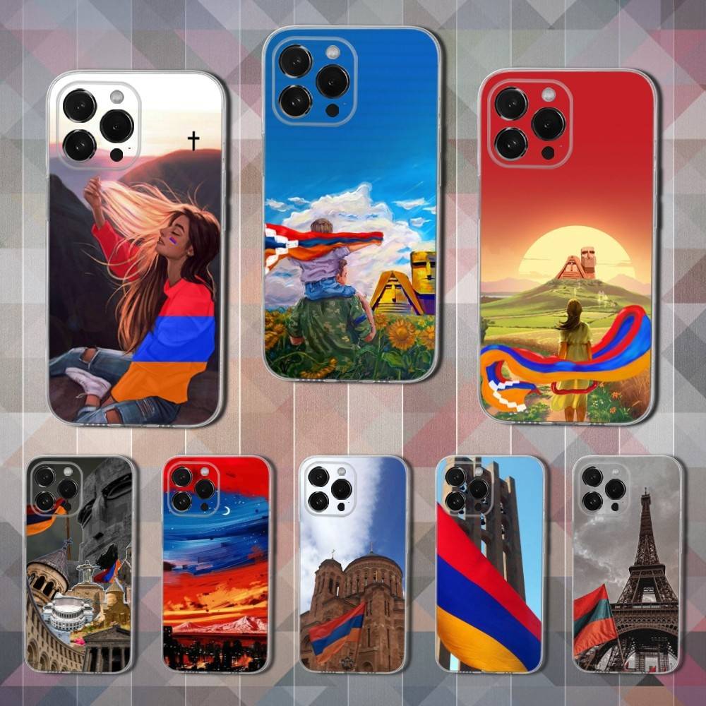 Armenia Flag ART Phone Case For iPhone 16,15,14,13,12,11 Pro,Max,Plus,X,XS,XR,SE,Mini Transparent Soft Cover