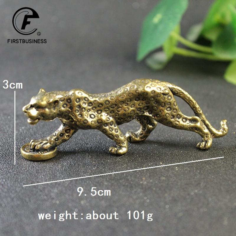 Латунь Сплошная Винтажная Статуэтка Гепарда Тигра Настольные Украшения Подставка для Ручек Счастливое Животное Фигурки Леопарда Миниатюры Поделки Украшения