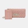 [Pre-Owned] Crystal Pink Lambskin Quilted Wallet With Silver Hardware - Good #13KHV9Z