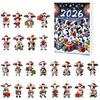 Collectible Christmas Figurines for Enthusiasts Cow Ornament Advent Calendar 2026, 24 Days 2D Acrylic Hanging Pendant Portable Decorations Home