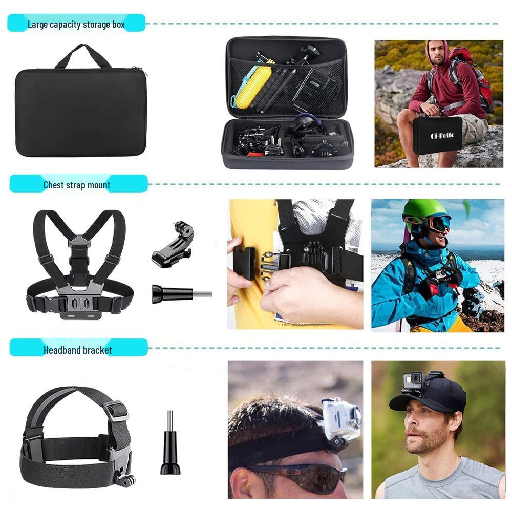 50-in-1 GoPro & DJI Osmo Extrem-Sportkamera Zubehörset für Berg, Hund & kleine Ameise