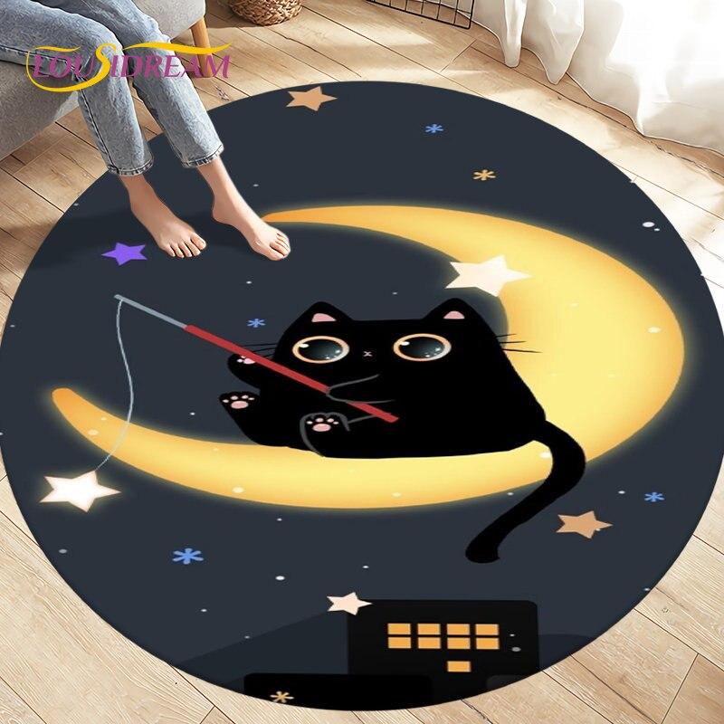 3D Cartoon Cute Cat Area Rug,Round Carpet Rug for Living Room BedRoom Sofa Chair,Kids Play Crawl Soft Non-slip Floor Mat Gift
