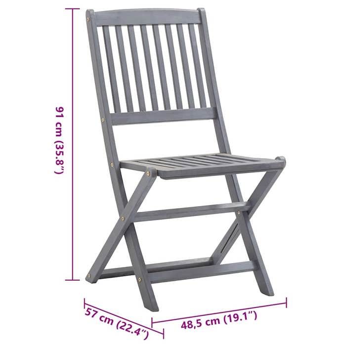 VidaXL Set of 2 Outdoor Folding Chairs with Cushions, Patio Seats, Dining Chairs, Patio Furniture 3064536