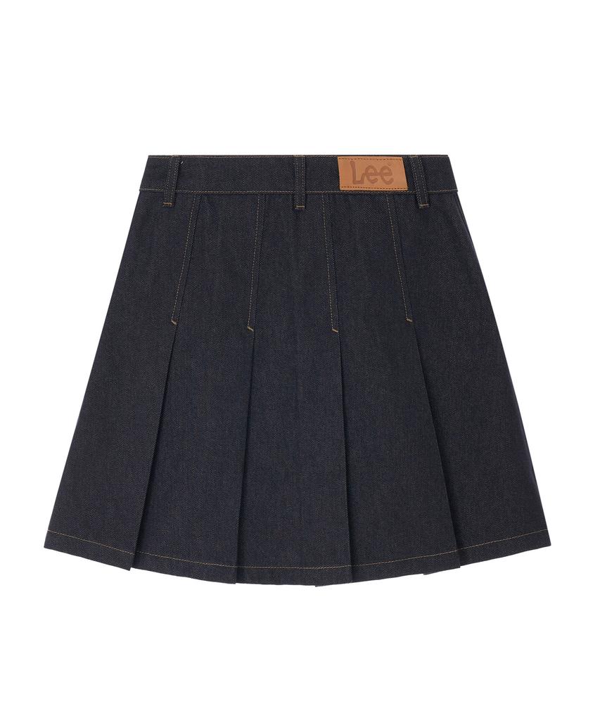 Lee Mid-Length Denim Pleated Skirt Indigo Raw