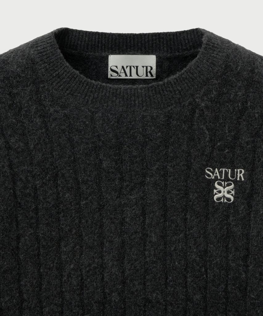 Seteo (W) Soft Touch Cable Crew Neck Knit Charcoal