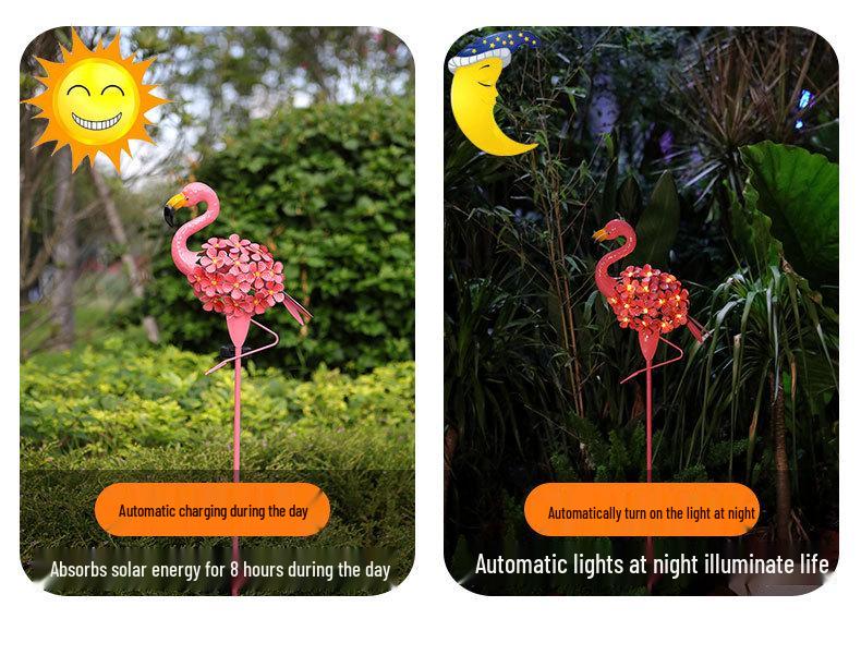 Solar Flamingo Ground Stake Light for Garden Decoration