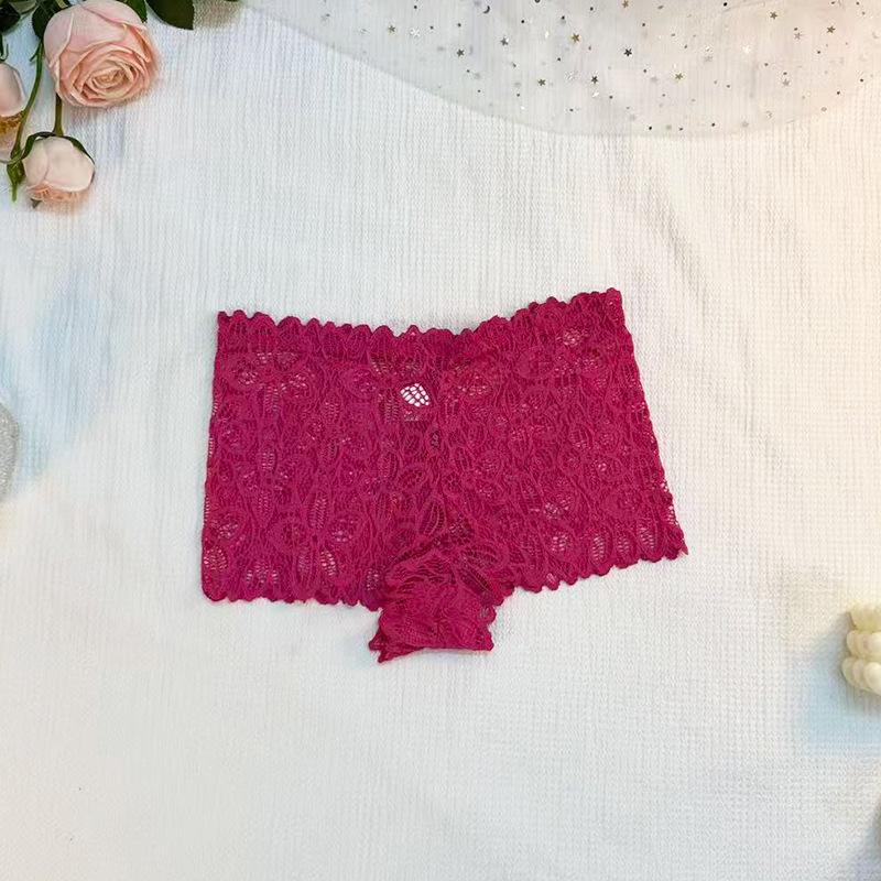 Ladies Summer Sexy Lace Jacquard Breathable Transparent Low Waist Flat Angle Briefs
