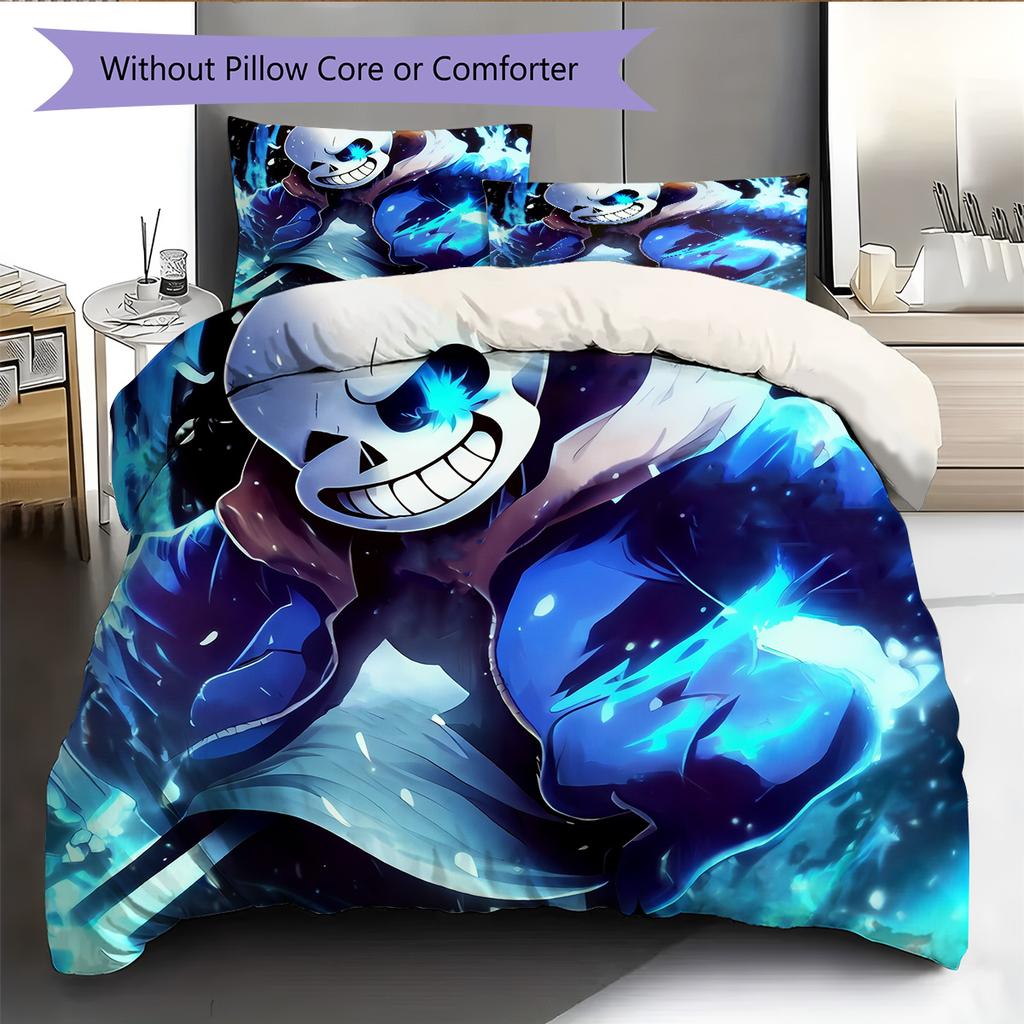 Sans  Pattern Bedding Quilt Set  Home Decoration  Gift (1 * duvet cover + 2 * pillowcase  without core)