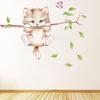 Lovely Kitten on Tree Branch Αυτοκόλλητα τοίχου Σπίτι Diy Cartoon Cat Animals Τοιχογραφία Παιδικό Δωμάτιο PVC Αυτοκόλλητα