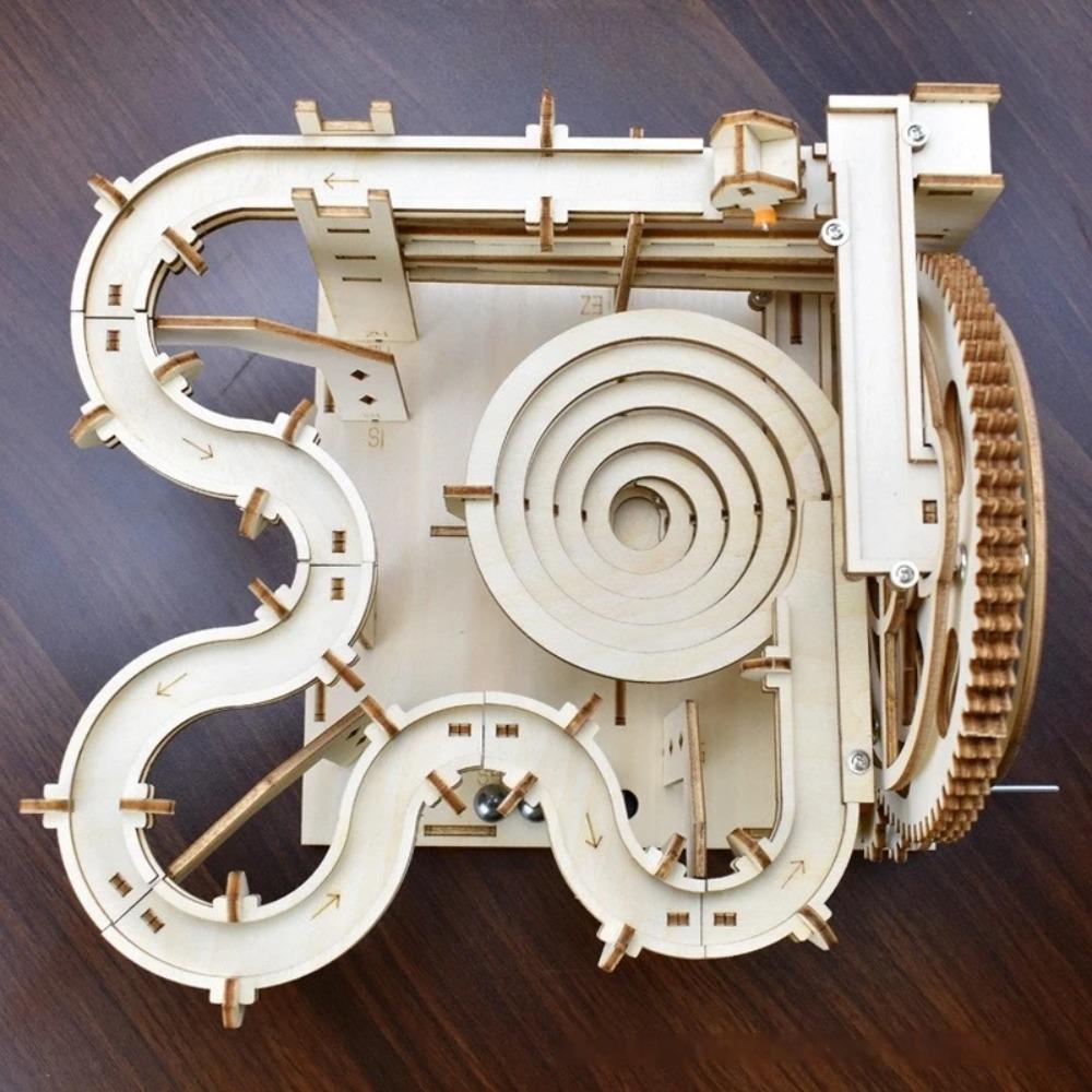 3d Wooden Puzzle Building Model Kits Marble Runs Mechanical Puzzles Self Assembly Toy STEAM Educational Toys for Kids Adult Gift