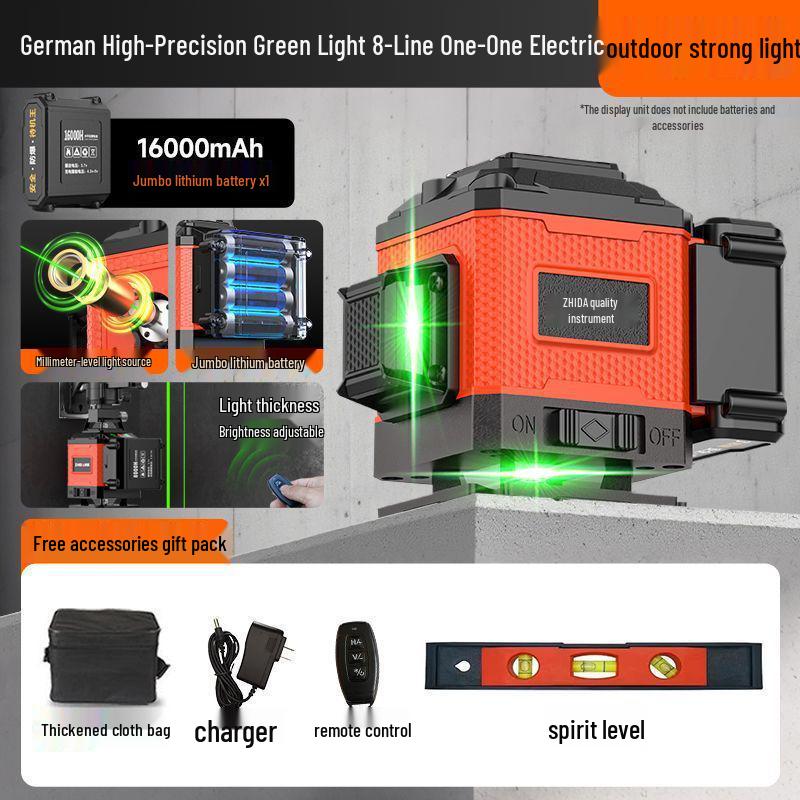 High Precision 12-Line Outdoor Auto-Leveling Green Laser Level with Strong Infrared Light