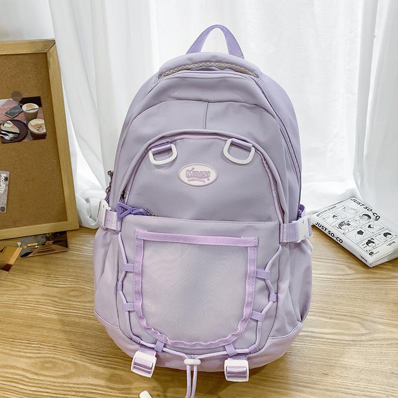 Elementary school children's schoolbag Girls junior high school students splicing cartoon backpack fashion backpack