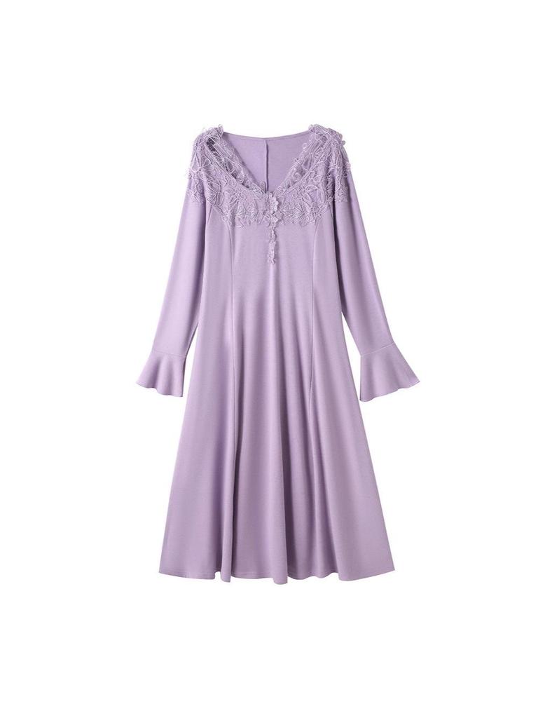 Plus Size Women's Elegant Suede Bell Sleeve Dress - Winter 2025 Collection