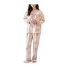 [MilaCorinna] Pajamas, Women's Room Wear - Top and Bottom Set, Loungewear, Long Sleeve, Plain, Home Wear, Cute, Round Neck, Thin, Cute, Soft,