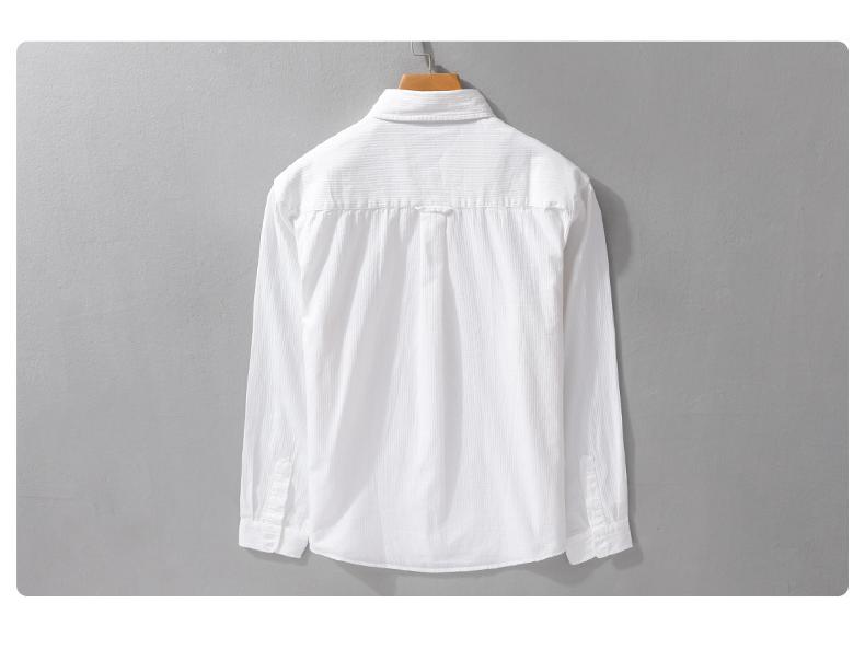 Men's Retro Solid Color Long Sleeve Shirt - Loose Fit, Simple, Stylish, Perfect for Spring & Autumn