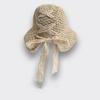 Sweet bow embroidered straw hat women's seaside vacation fisherman's hat children's summer hollow breathable straw visor