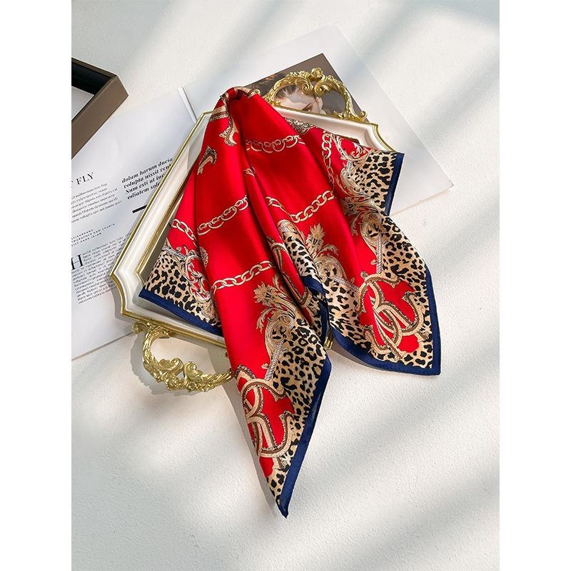 New Silk Silk Scarf Women's Spring Fashion Elegant Peony Plain Crepe Satin Silk Scarf 100% Mulberry Silk Square Scarf 53 Silk Scarf