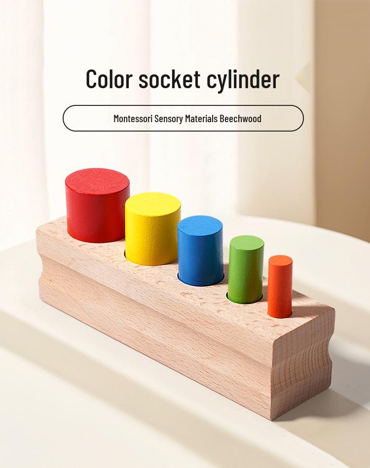 Montessori Wooden Colored Cylinder Blocks: Early Education Teaching Aids for Children