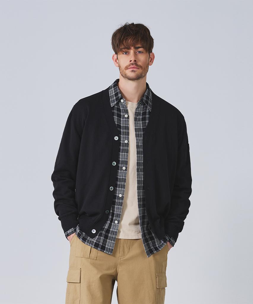Guernsey Woollens Cotton V-Neck Cardigan - Black