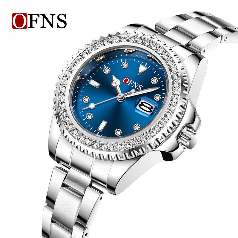 Women's Quartz Watch Simple Diamond Inlaid Waterproof Luminous Calendar Three Needle Business Fashion Women's Watch