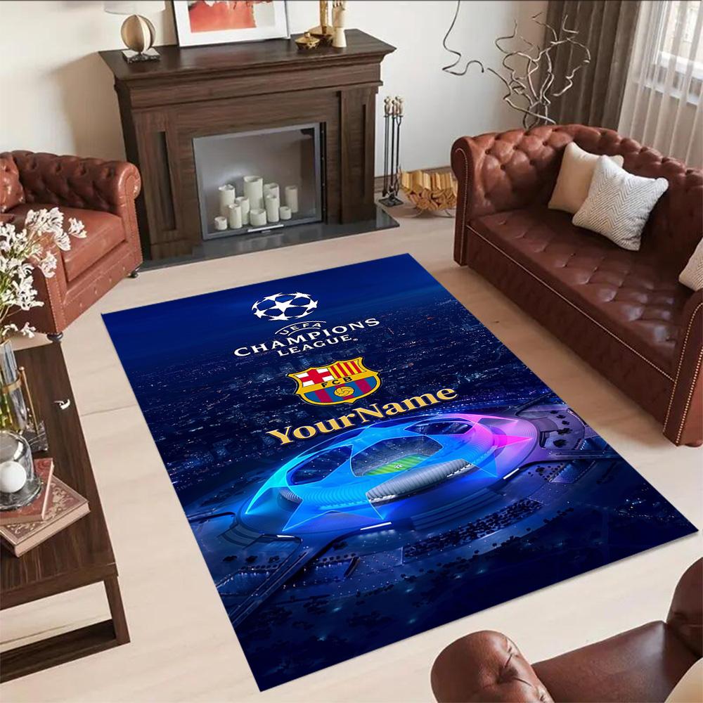 FC Barcelona personalisierter Namens-Teppich Perfekt für Esszimmer im Freien Eingangsbereich Flur Rutschfester Teppich Büros Dekorieren Hochzeitsfeier Geschenk