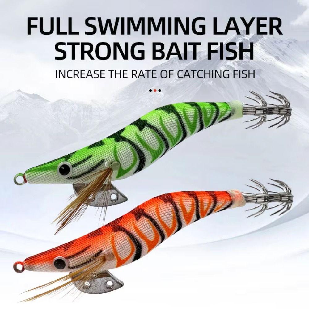 5Pcs Durable Luminous Squid Fishing Lure 3D Eyes Artificial Squid Jig Hook  Sea Fishing