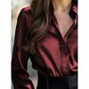 Damen S Langarm V-Ausschnitt Knopfleiste Einfarbig Elegante Bluse