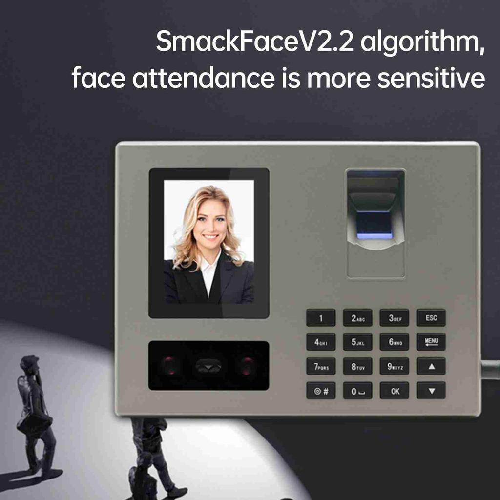 NaIntelligent Face Biometric Fingerprint Password Employee Attendance NaMachine Checking-in Recorder 2.8 inch   Screen Infrared Dual-Camera Fast to 