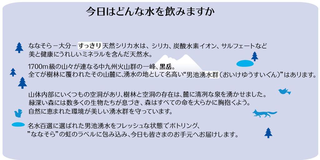 Kurodake Foothills Nana Sora Silica Natural Water 2L X 6 Bottles Silica Water from the Foothills of Yufu Kurodake [Yufu Edition]