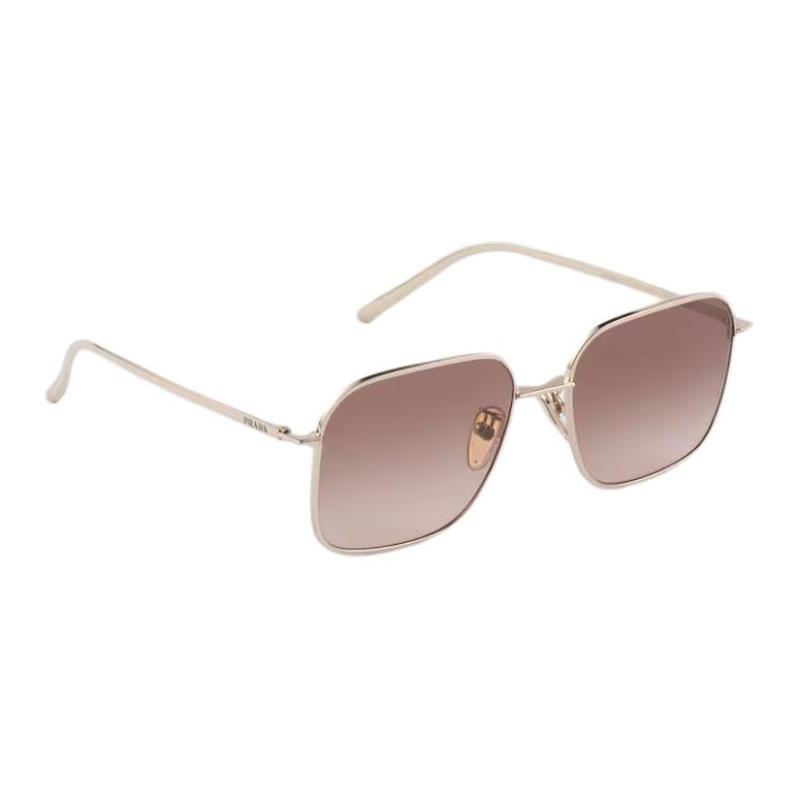 Prada Temple Logo Design Metal Square Sunglasses Women's Light Gold Light gold F basic packaging-glasses case + packaging box