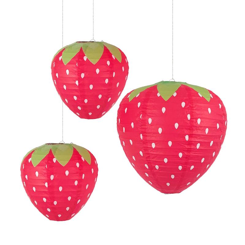 

3Pcs Strawberry Paper Lantern Kid Diy Handheld Paper Lantern Kindergarten Hanging Pendant Happy Sweet Girls Birthday Party Decor красный