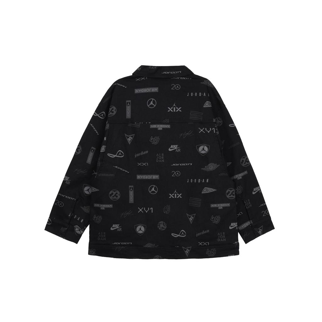 Jordan Bedruckte Locker geschnittene Jacke im Hemd-Stil Langarm Damen Oberbekleidung Schwarz DX0385-010