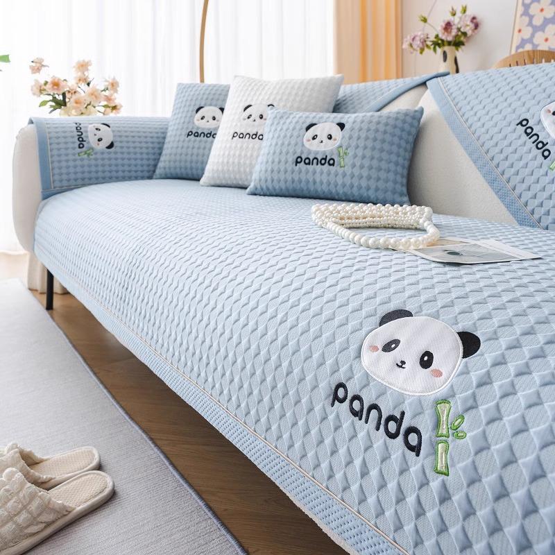 Ice Silk Mat Sofa Cushion Summer Non-Slip Seat Cushion Cartoon Cute Wind Cooling Sofa Cover Backrest Towel Cover Cloth