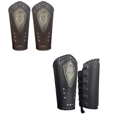 Halloween Medieval Arm Bracer with Embossed Pattern Adult Role Play Renaissances Pirate Knight PU Pirate Wristband