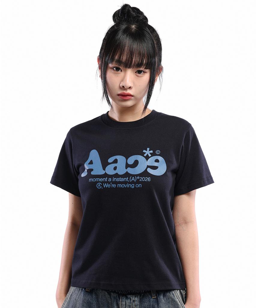 ANOTHER ARCHIVE Women'S Slim Typical Logo Short Sleeve T-Shirt_Navy